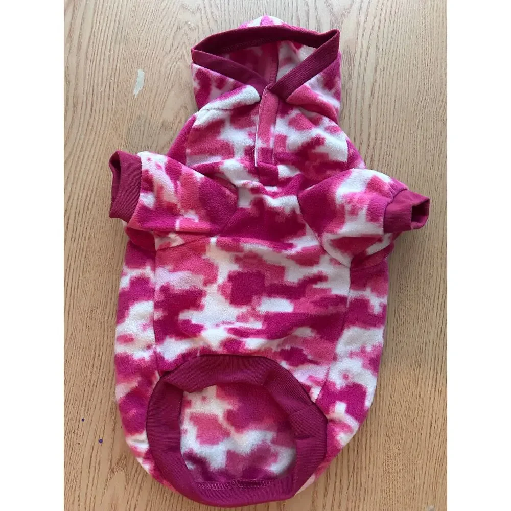 New Camo Pink Doggie 🐶 Fleece Sweater Jacket Hoodie Small 12” Length 10” Waist